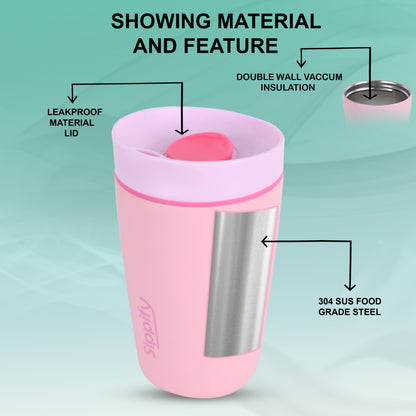Sippify SipMate Mug– Travel Coffee Tumbler Sipper (Pink)